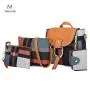 Minissimi Brand Mochila Set Backpack Bag Pu Girls Travelling Backpacks Set Contrast Color 4 Pcs Set Backpack