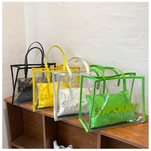 Fashion Large Capacity Transparent Mother Bag Shoulder Tote Bag Female Alphabet PVC Beach Bag