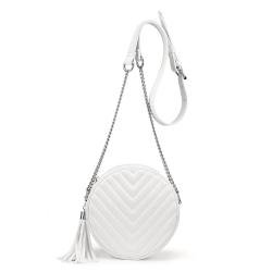 New style Round Quilted PU handbag Ladies Purse with Chain strap Messenger bag Solid color Classic crossbody shoulder bag  Women