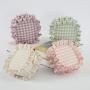 Keymay Fashion Girls Cute Organizer Zipper Pouch Gingham Pouch Check Cosmetic Bag Makeup Bag with Ruffle Edge