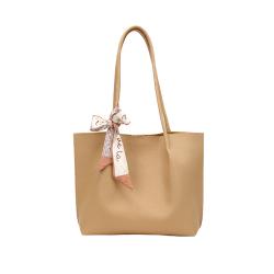 Fast delivery waterproof brown black PU leather lady handbags tote bag with custom print logo