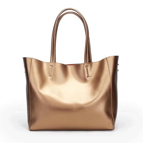 2024 Custom Genuine Leather Shoulder Tote Bag For Women Luxury With Removable Pouch