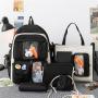Five piece backpack set, student backpack, women's large capacity backpack