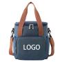 Custom Logo School Picnic Beach Double Layer Insulated Reusable Lunch Tote Bag with Adjustable Shoulder Strap