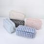 Keymay RTS Girls Cute Small Portable Cosmetic Storage Zipper Fabric Pouch Fall Winter Plaid Makeup Bag Tweed Cosmetic Bag Women