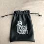 15x20cm  Black PU Leather Packaging Bags Leather Drawstring Pouch with Custom Logo