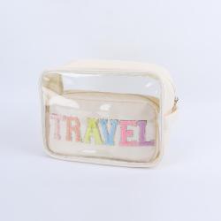 Custom Fashional Portable Waterproof Square Beach Travel Women Zipper Makeup Vanity Bag Cosmetic Bags Pvc Pouch Bag Cosmetic
