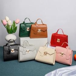 Crocodile Pattern  Bag 2022 New Fashion Simple Handbag Korean Retro Fashion Pu One Shoulder Small Square Bag