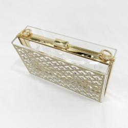 custom Ladies Fashion Acrylic Clear Diamonds Purse Crossbody Handbag Chain Shoulder Square Evening Clutch Bag