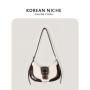 Fashion Retro PU Leather Women Handbag Luxury Denim Blue Designer Hand Bag Wool Joining Leather Shoulder Bag for Women