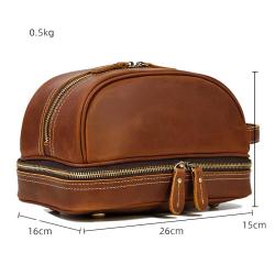 2024 Custom Luxury Genuine Leather Storage Makeup Bag For Men Cosmetic Bags