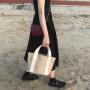 Bolsos New Fashion Ladies Bucket Bag Korean  Straw Woven Magnetic Button Bag Small Fresh Pure Color Handbag