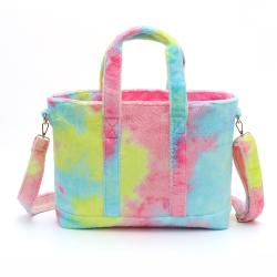 Keymay Fashion Winter Women Plush Handbag Weekend Shopping Bag Large Capacity Soft Terry Tote Bag
