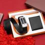 Custom Leather Men Wallet Belt Gift Set Fashion Leather Man Wallet Belt Automatic Buckle Belts with Gift Box Set