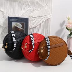 Gelory Fashion PU Leather Embroidered Crossbody Bag Vintage Small Round Shoulder Bag For Women