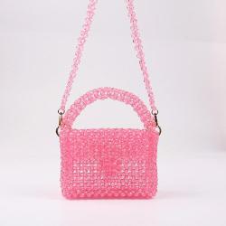 Custom candy color acrylic square resin beaded chain bag Wholesale Vintage Handmade Woven Beaded Shoulder Clutch Evening Bags