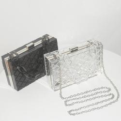 Transparent Evening luxury Shoulder handbags Crossbody clutch acrylic chain bags womens pvc purses clear black