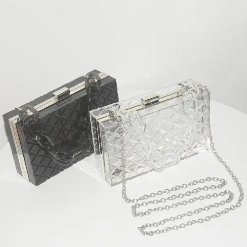 Transparent Evening luxury Shoulder handbags Crossbody clutch acrylic chain bags womens pvc purses clear black