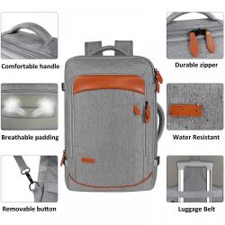 Flight Approved Carry on Mens Expandable Daypack Business Weekender Overnight Travel Laptop Backpack with 3 Packing Cubes