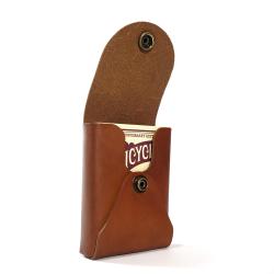 Nice leather playing card case high quality vegetable tanned leather playing card holder case with custom logo