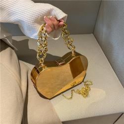 2023 fashion bags summer Heart shape gold silver metal color box acrylic chain handbag for wedding party