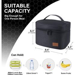Gelory Black Insulated Cooler Bags Thermal Lunch Bags Work Office Picnic Bento Box LunchBag for Food Containers