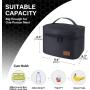 Gelory Black Insulated Cooler Bags Thermal Lunch Bags Work Office Picnic Bento Box LunchBag for Food Containers