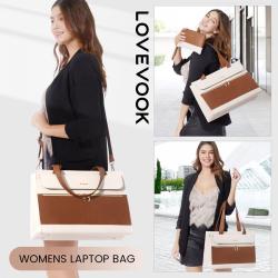 LOVEVOOK 15.6 inch Laptop Office Hand Bag Ladies Large Shoulder Satchel Bags PU Leather Women Briefcase Laptop Bags with USB