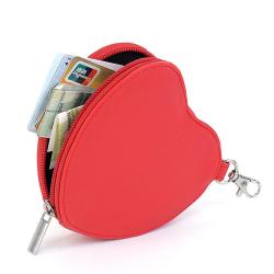 HR474 Fashion New Coin Key Carrying Bag Portable Unisex Solid Color Zipper Mini PU Leather Love Shape Wallet Handheld Purse