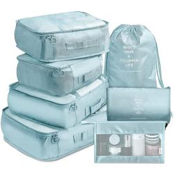 Gelory Custom Logo High Quality Packing Cubes Travel Portable Luggage Organizer Bag 7 Pcs Set With Toiletry Bag