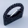 New arrival acrylic resin handmade hand bag silver beaded shoulder bag diy portable mini bucket woven bags for women