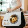 ZF041 New Breathable Cat Bag Transparent Space Cover Crossbody Breathable Convenient Foldable Pet Bag PU Handbag