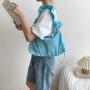 Wholesale New Drawstring Pleated Women'S Handbag Fashion Blue Women'S Shoulder Bag Soft Hand Nylon Bag
