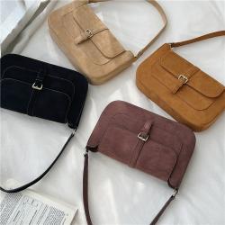 Wholesale Women's Handbags Fashion Solid Color Ladies Shoulder Bag Elegant Temperament Faux Suede Rectangular Women's Hand Bags