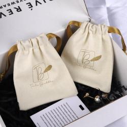 10*12 Cm 8 Oz Canvas Drawstring Makeup Cosmetic Pouch Soft Beige Cotton Dust Jewely Gift Bag