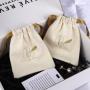 10*12 Cm 8 Oz Canvas Drawstring Makeup Cosmetic Pouch Soft Beige Cotton Dust Jewely Gift Bag