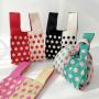ZWY247 Wholesale Trendy Color Blocking Polka Dot Girls Knitting Bag Polyester Lightweight Small Handbag Daily Shopping Wristlet