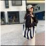 Wholesale Casual Large Capacity Striped Canvas Shoulder Bag Lazy Style Portable Ladies Literary Canvas Handbag