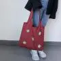 Custom Logo Women's Flower Canvas Bag Fashion Logo Shoulder Bag Handbag Student minimalist Travel Tote Shopping Bag