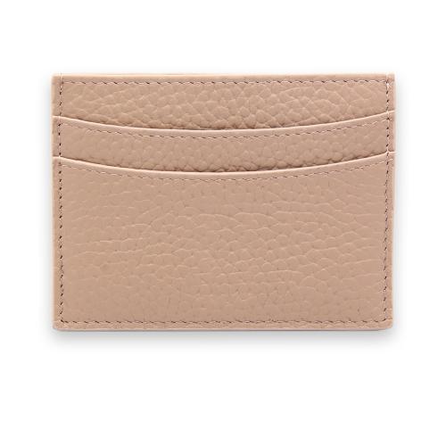 Nice full grain pebble leather branded rectangle credit card holder with premium oil painting