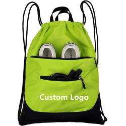 Waterproof Logo Bag Foldable Drawstring Backpack Gym Bags With Shoes Compartment For Unisex Large Gym Bag