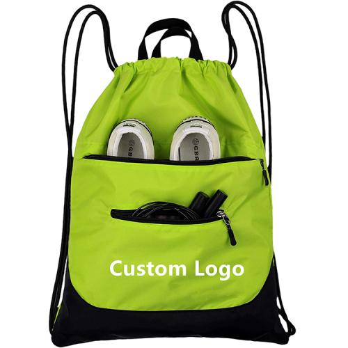Waterproof Logo Bag Foldable Drawstring Backpack Gym Bags With Shoes Compartment For Unisex Large Gym Bag