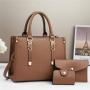 2024 Sequin leather 3 pieces set ladies shoulder bags luxury designer women's handbags with a wallet