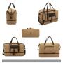 Factory wholesale casual canvas travel bag genuine leather sports fitness bag dry and wet separate luggage storage bag unisex