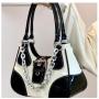 HR345 INS Dumplings Sweet Cool Lacquer Leather Underarm Bag Women's New Fashion Metal Chain Spicy Girl Versatile Shoulder Bag
