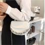 2024 Women's Handbag New Fashion Single Shoulder Crossbody Bag Thick Chain  PU Cover  Saddle Ladies Bag