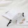 Luxury Custom Logo Printed White Herringbone Cotton Drawstring Bag Jewelry High End Twill Cotton Gift Pouch With Divider
