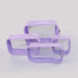 New Stock Wholesale Transparency PVC Clear Pouch 4 Pcs Set Outdoor Travel Zipper Waterproof Toiletry Clear Makeup Bag