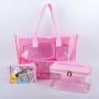 Keymay Low MOQ High Quality Large Women's Tote Bags Transparent Beach Shopping Bag Plastic Clear Pvc Tote Bags