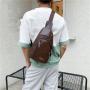 HR610 Hot Selling Man's Chest Bag PU Retro Earphone Hole Outdoor Shoulder Bag Travel Business Waterproof Crossbody Waist Bag